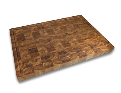 Premium Hackblock Stirnholz XXXL Schneidebrett Eiche 60X40X4,5 cm Tranchierbrett