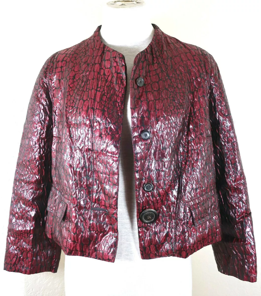 LOUIS VUITTON LV Mint Liquid Wet Look Acetate Wine Red Jacket 4 6