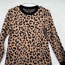 J Crew Dress Womens Extra Small Animal Print Sweater Long Sleeve Career