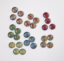 Mix of 35 Printed Glass Round Dome Cabochons 12mm Jewelry Supply, Flatback Multi