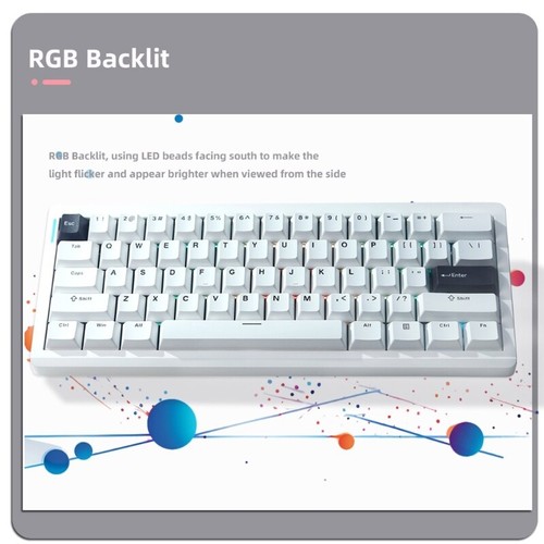 Wireless Gaming Keyboard 75% Layout BT5.0/2.4Ghz/USB C Customizable 84Keys - Photo 7/10