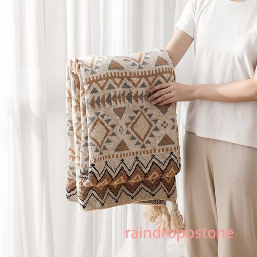 Nordischer Stil Strickdecken Plaid Überwurf Decke Sofabezug mit Quasten Reise - Bild 3 von 32