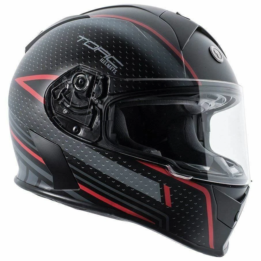 Casco de motocicleta Torc T14B Mako Bluetooth doble visera DOT rojo revuelto XS Foto 2 de 4