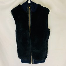 Milly Of New York Dyed Rabbit - Cashmere Knit - Leather Trim Vest S