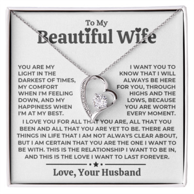 To My wife Birthday Anniversary Gift Heart Pendant Necklace Heartfelt Message