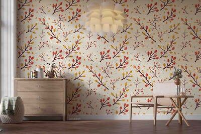 3D Autumn Branch Leaves Pattern Self-adhesive Removable Wallpaper Murals 19