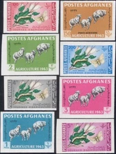 Afghanistan 1963 Agriculture Day/Sheep/Moth/Insects 8v set IMPERFORATE (n26238)