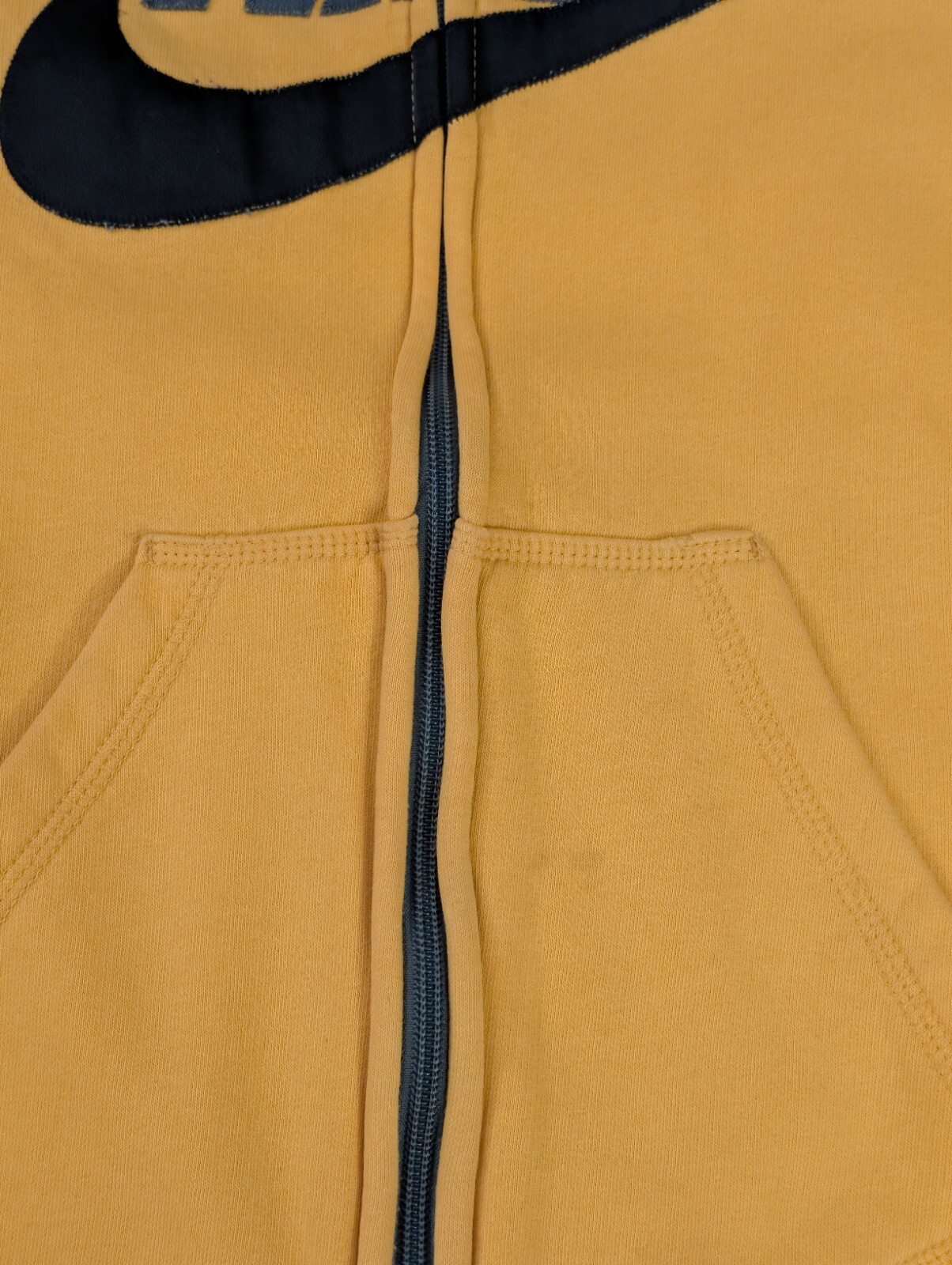 Vintage Y2k Nike Big Logo Zip Up Yellow Hoodie Size Medium Rare Grey Tag image 3