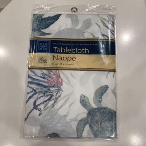 Home Collection Sea Turtle Tablecloth Round 60” NIP - Picture 2 of 4