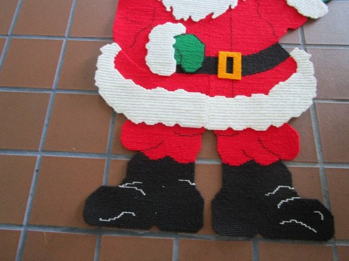 Vintage Finished Santa Needlepoint Wall Door Art 3D Plastic Canvas yarn 39" T - Picture 5 of 12