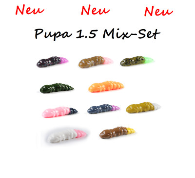 10x Pupa Gummiköde 1,75g 3,7cm 10 Farben  Forellenköder Bienenmade Forelle Trout