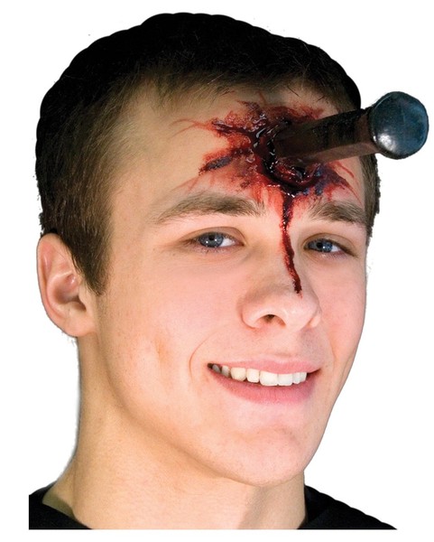 Metallpflock Latexapplikation Als Halloween Make-Up Wunde-image