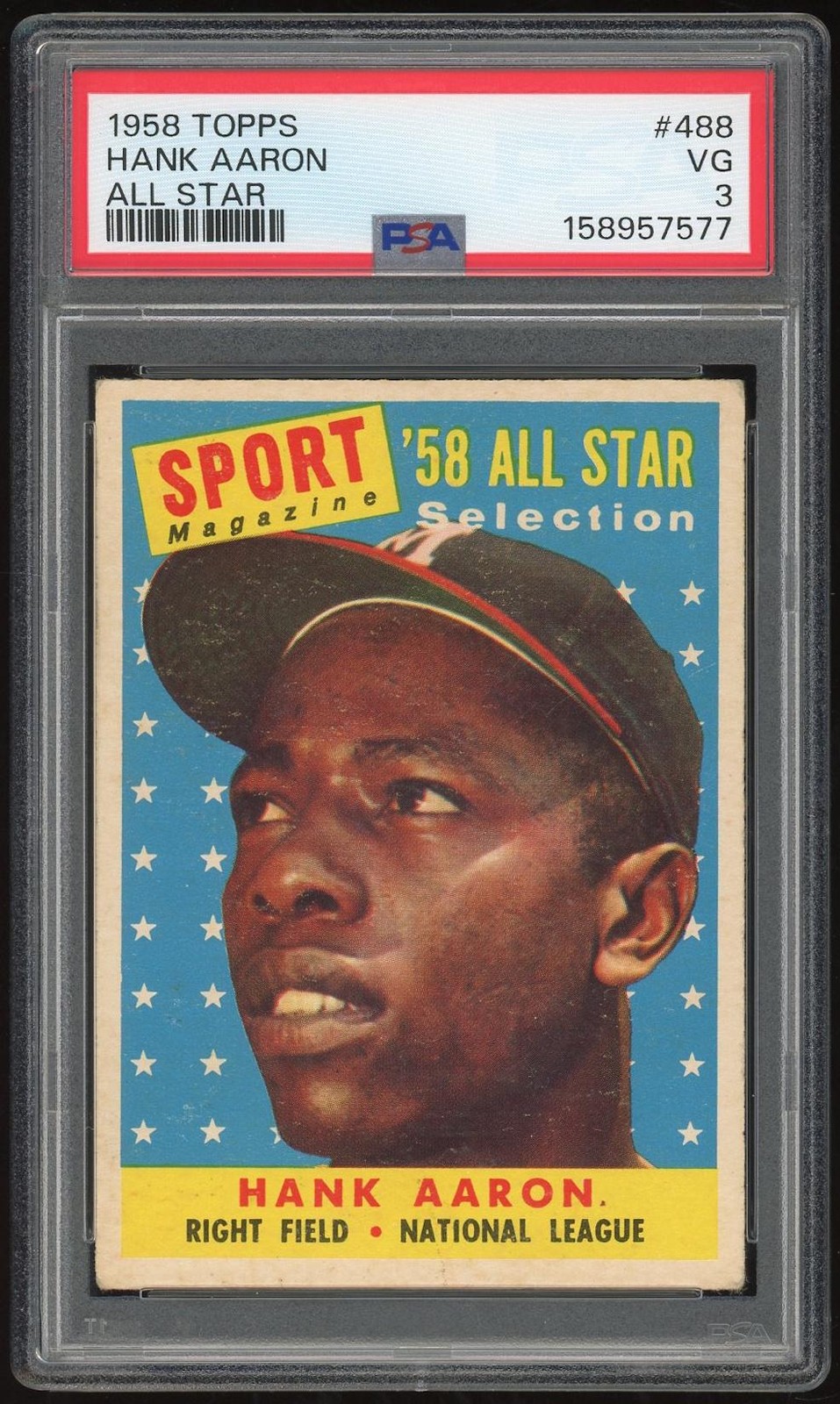 1958 Topps #488 Hank Aaron AS PSA 3 *7577