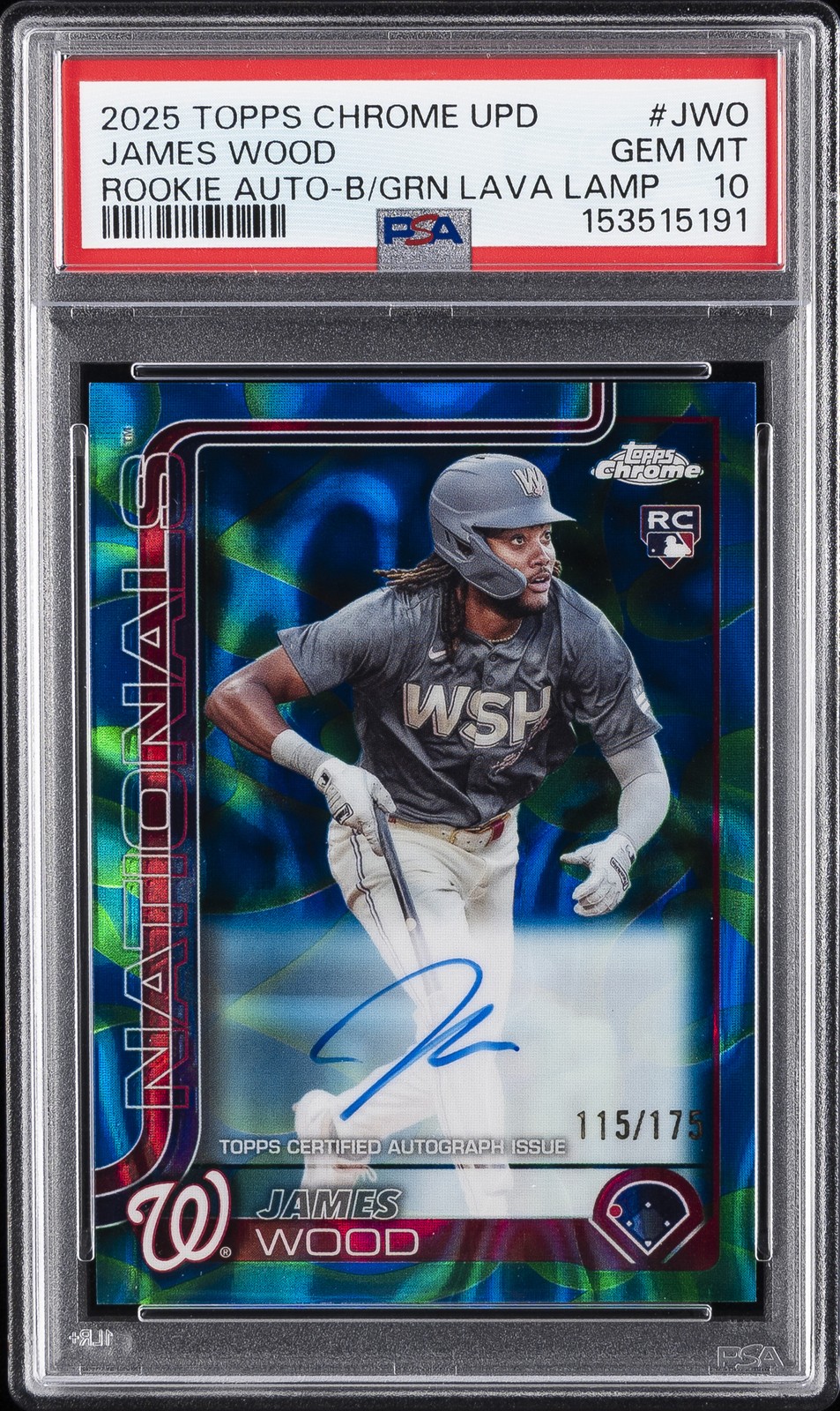 2025 TOPPS CHROME UPDATE ROOKIE AUTOS #JWO JAMES WOOD 115/175 PSA 10