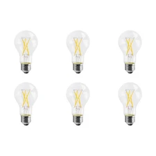 8W - A19 LED - Clear - 3000K - Medium base - 120V - 6-Pack