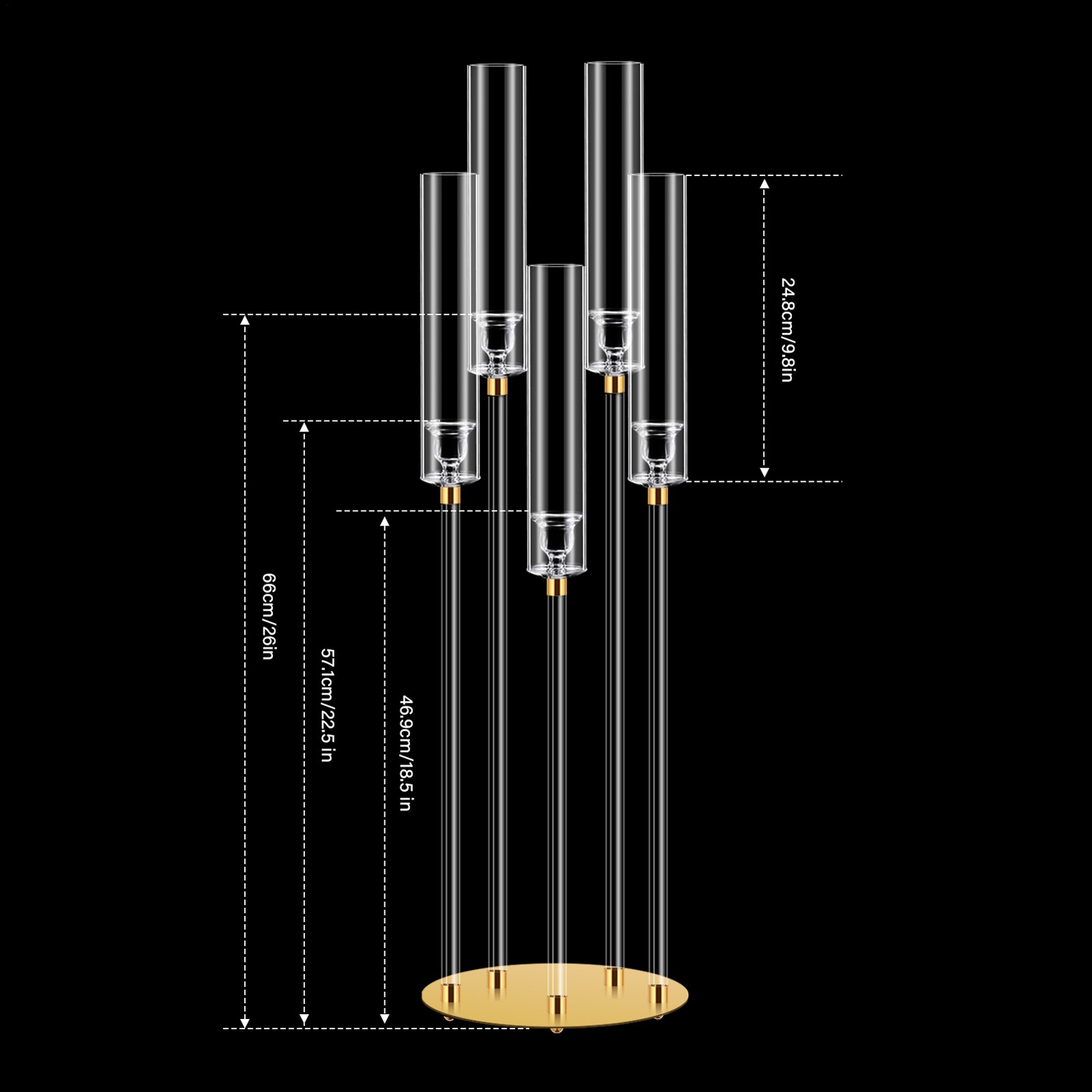 8pcs Acrylic Candelabra Set 42" Tall with Lampshades for Wedding Party Decor--