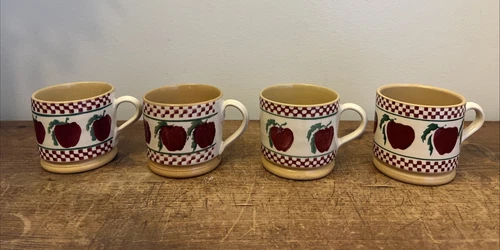 4 Nicholas Mosse Spongeware Pottery Ireland Apple Coffee Mugs