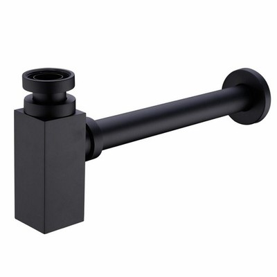 Quadratischer Flaschenverschluss & Auslaufrohr Bad Waschbecken Messing matt schwarz