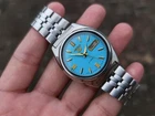 Vintage Seiko 5 Automatic Day-Date Rare Blue Dial SS Men's Japanese Watch 36mm