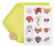 Tarjeta en blanco multiusos de papiro para perros con gafas