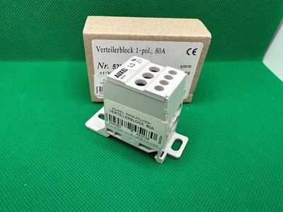 AUXEL 38049 Verteilerblock 1-pol.80A Eingang 3x16mm,Aus 4x6mm Grau L