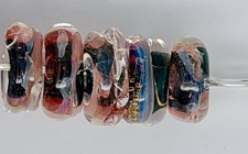 Lot Of 5 Handmade Artisan Lampwork Disk Beads For Beading Crafts Amazing Colors