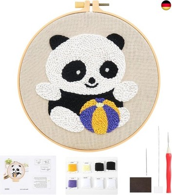 DIY Panda Handcraft Punch Needle Stickerei Kit, Starter-Set Punch Needle, Kreis