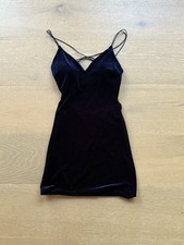 Windsor Blue Velveteen Bodycon V Neck Mini Dress Women’s Size S