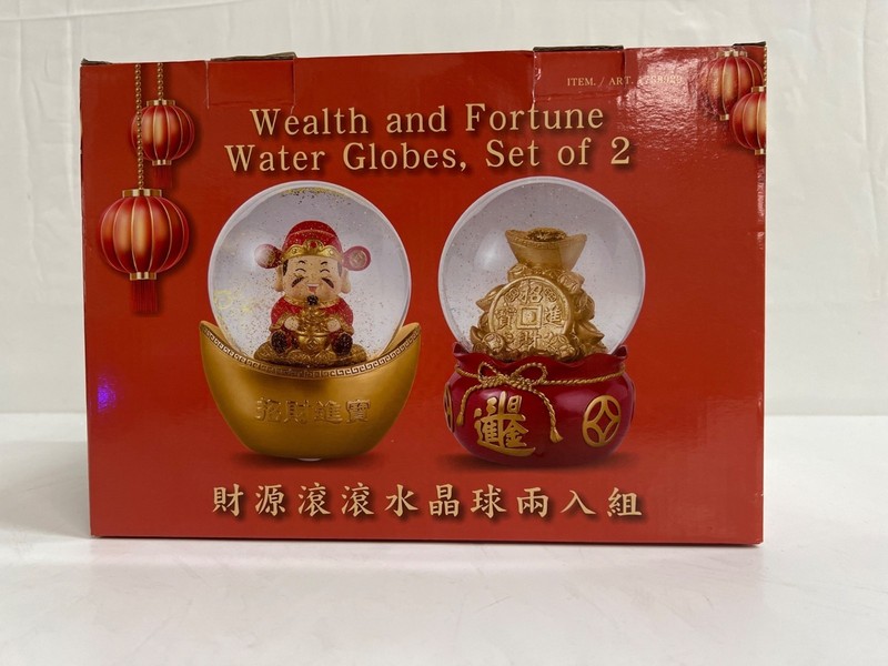 Wealth And Fortune Water Globes Set Of 2 Decorative Indoor Use