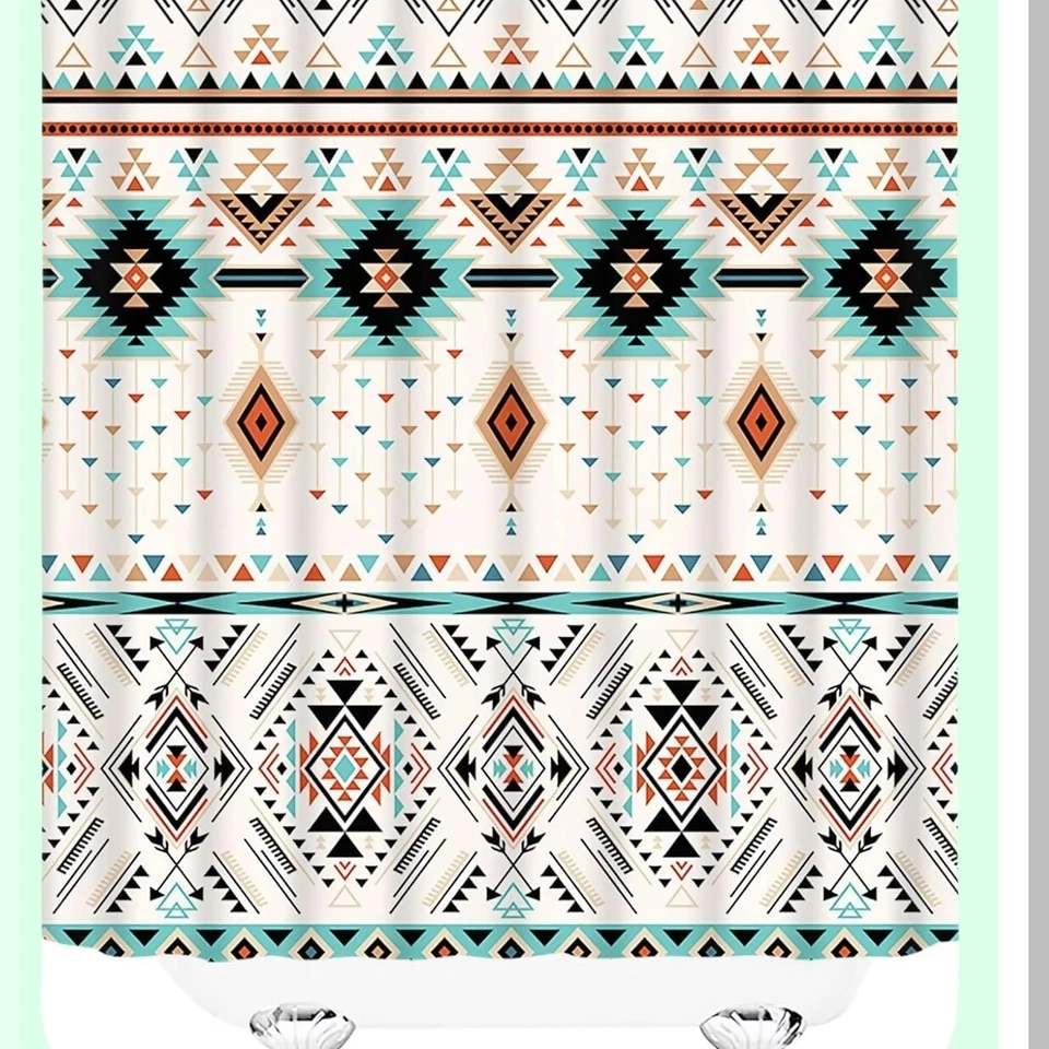 Cortina de ducha tribal azteca 70x70 pulgadas Foto 4 de 4