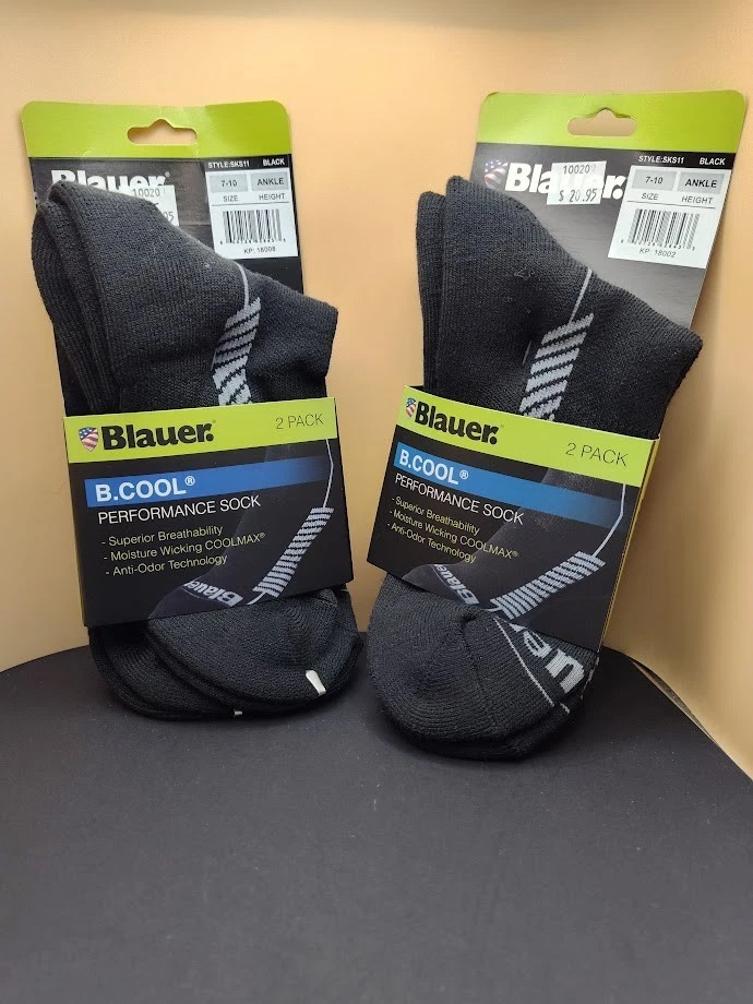 4 Pair Blauer B.Cool Black Ankle Performance Sock COOLMAX 2 Set 2 Pack Size 7-10
Opens in a new wind