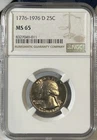 1776-1976 D 25c Washington Quarter Bicentennial ~ NGC MS 65