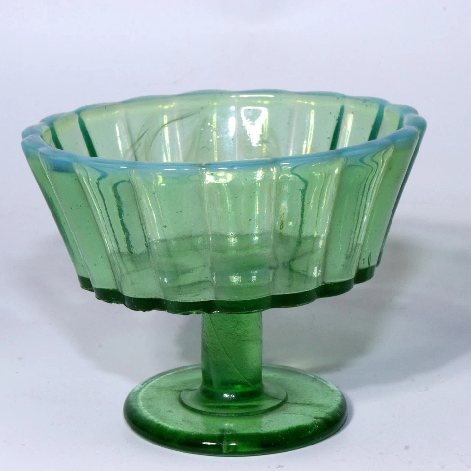 Винтажный японский зеленый стеклянный Kori-Koppu льда чашка ретро Kissaten десерт блюдо GO16 - Изображение 4 из 4