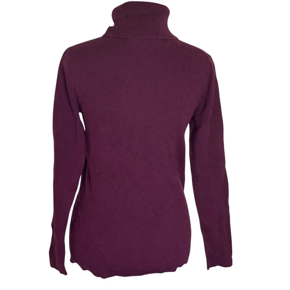 Suéter Camisa Top Eddie Bauer Tejido Acanalado Cuello Alto Algodón Pima Granate M Foto 3 de 4