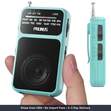 PRUNUS J-555 Pocket Radio AM FM USB-C Charging Battery Operated, Back Clip Ex