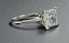 3.00 Ct D VS1 Princess Cut Diamond Ring 14k White Lab Grown IGI Certified