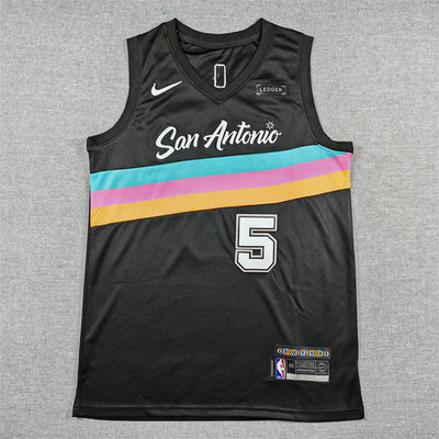 NBA 2026 New San Antonio Spurs #5 Outdoor Basketball Jersey   Black