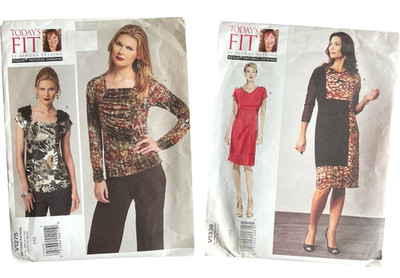 Lot of 2 Vogue Patterns Misses' Top Dress Sandra Betzina Easy Sewing Knits OSZ