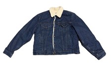 Vintage Levi  s Mens 71608 0216 Sherpa Lined Denim Jacket 44L Dark Indigo Red Tab