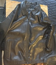 VINTAGE EDDIE BAUER 100 LEATHER SOFT LAMBSKIN Bomber BLACK-JACKET SIZE XL TALL