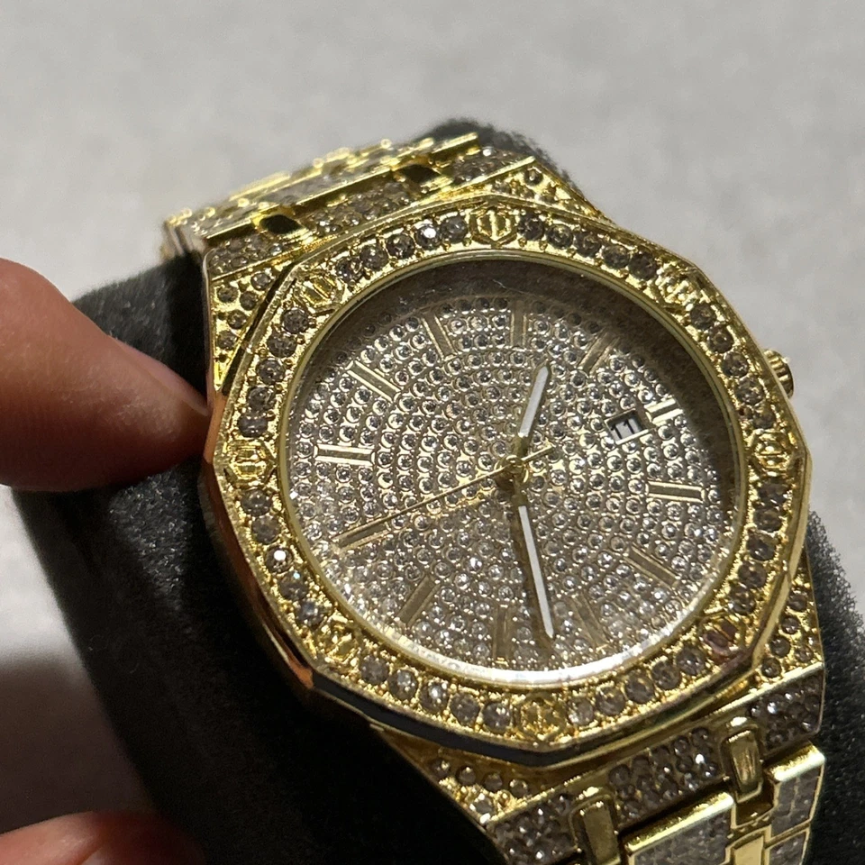 Belo relógio de pulso masculino Bling - Imagem 4 de 4