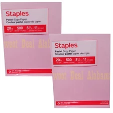 2 Reams, 1000 Pages, Staples Pastel Pink Copy Paper 8-1/2" X 11"  No.14779