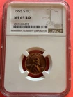 1955-S Lincoln Wheat Cent NGC MS65 RD