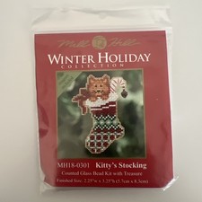 Mill Hill Kitty's Stocking Counted Glass Bead Kit with Treasure MH18-0301