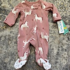 Baby Girl Child Mine Carter's Newborn Fleece Unicorn Footed Sleeper Pajamas T1