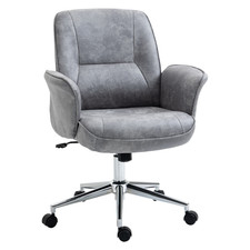 Retro Executive Office Chair Swivel Desk Chair Adjustable Microfibre Grey