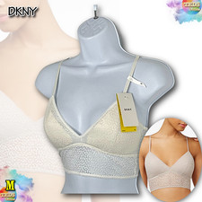 NWT DKNY Women's M Modern Lace Longline Bralette DK4021, Poplin White