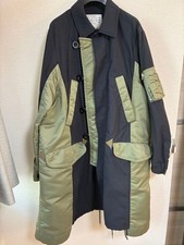 USED SACAI MA-1 LONG MILITARY COAT GOOD