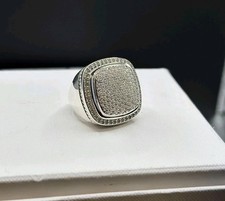 David.Yurman 925 Sterling Silver 20mm Albion & Pave Diamond Ring Sz 7