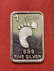Fine Silver 1 Gram Groovy 1970’s Style Footprint Bar, .999 Pure Silver!